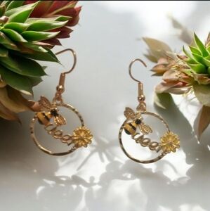 Queen Bee and Flower Earrings